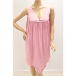 Vtg Vanity Fair Pink Nylon Nightie Nightgown XXL Soft Flowy Cottagecore Feminine